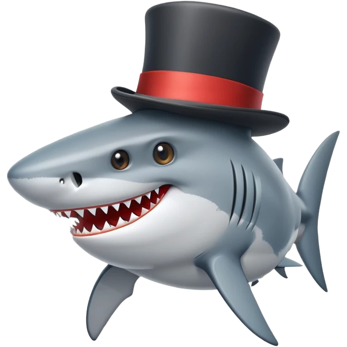 Shark with a top hat emoji