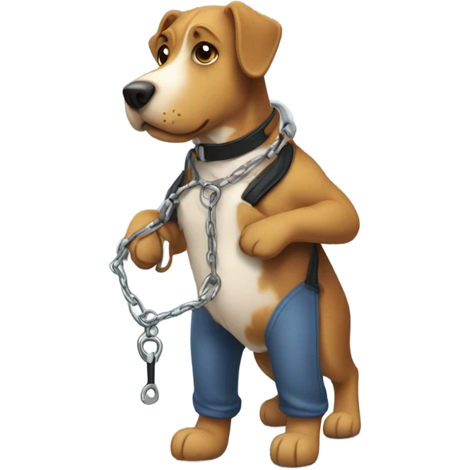 Dog with owner in leash emoji