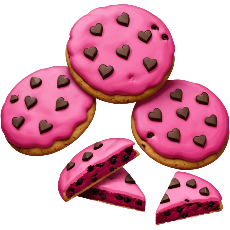 cookies made of beetroot with icing and chocolate emoji