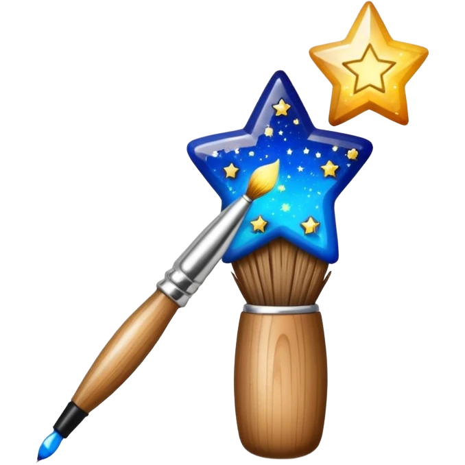 combine painting brush pen with shiny stars emoji
