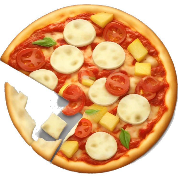 pizza with tomato sauce, mozzarella and pineapple's slices emoji