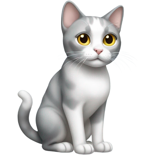 White and grey cat full body emoji