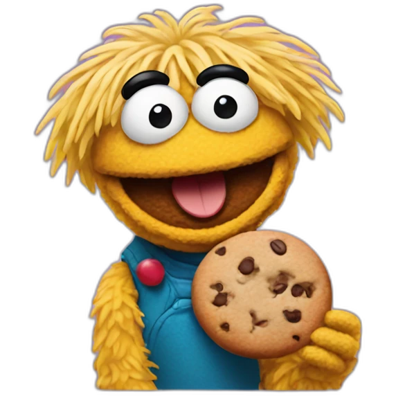 Smiling Muppet with cookie emoji
