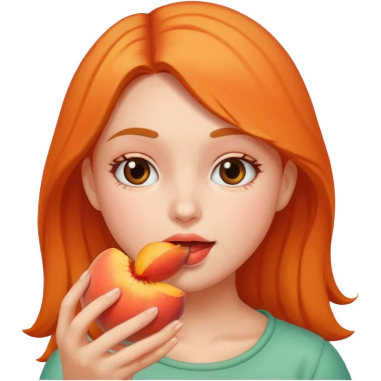 girl eating peach emoji