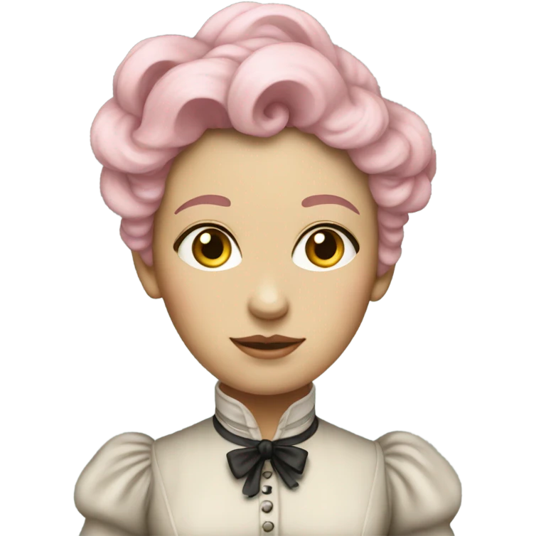 a white woman in Victorian  pink hair full body  emoji