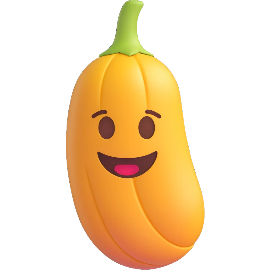 friendly smooth detailed vanilla bean pod 3D emoji style emoji