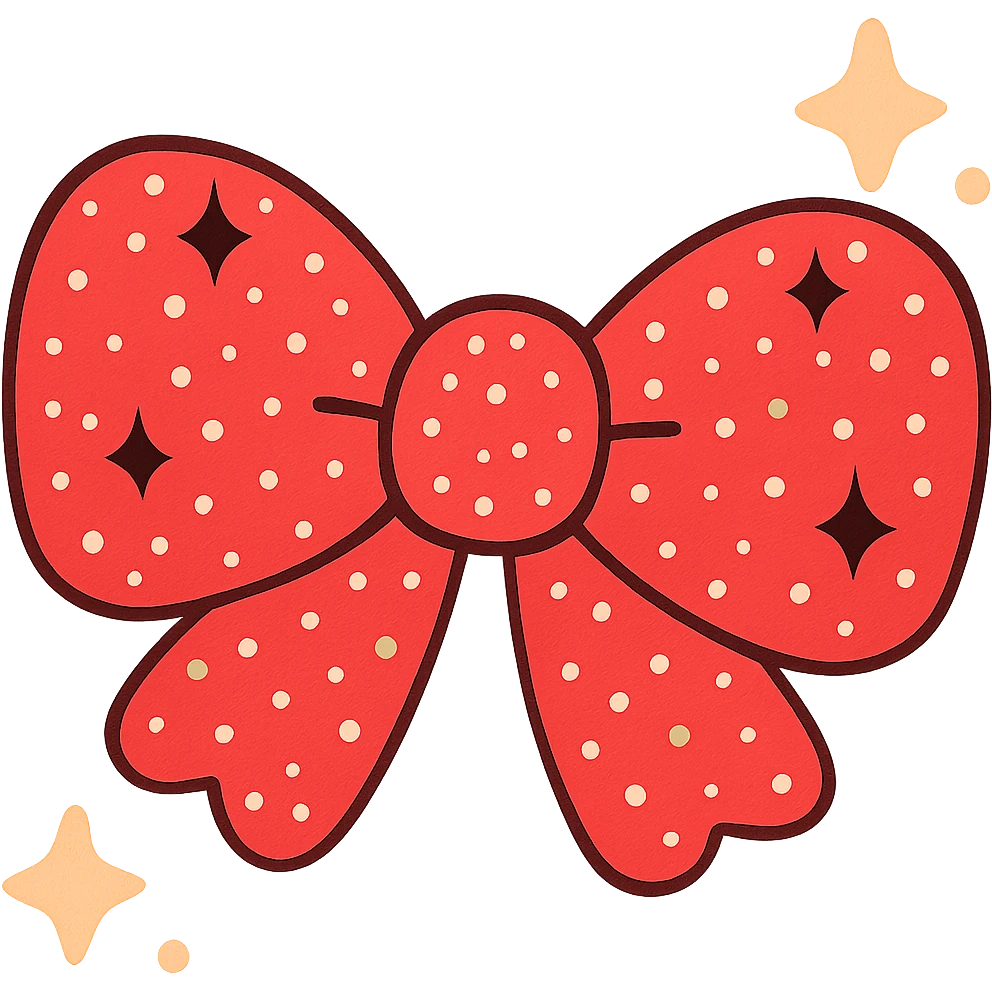 Make the glittery bow red, keep it sparkling and decorative with no background, maintain the glittery sparkling texture and decorative style. emoji