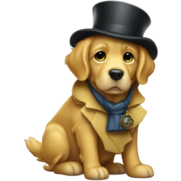 golden retriever dressed up like sherlock holmes emoji