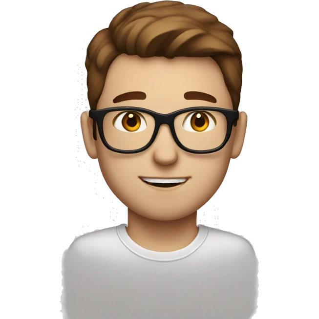 white nerd with short brown hair and big red heart emoji