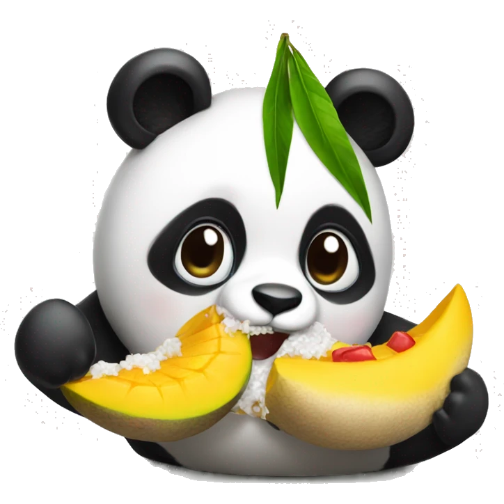 Panda eating mango sticky rice emoji