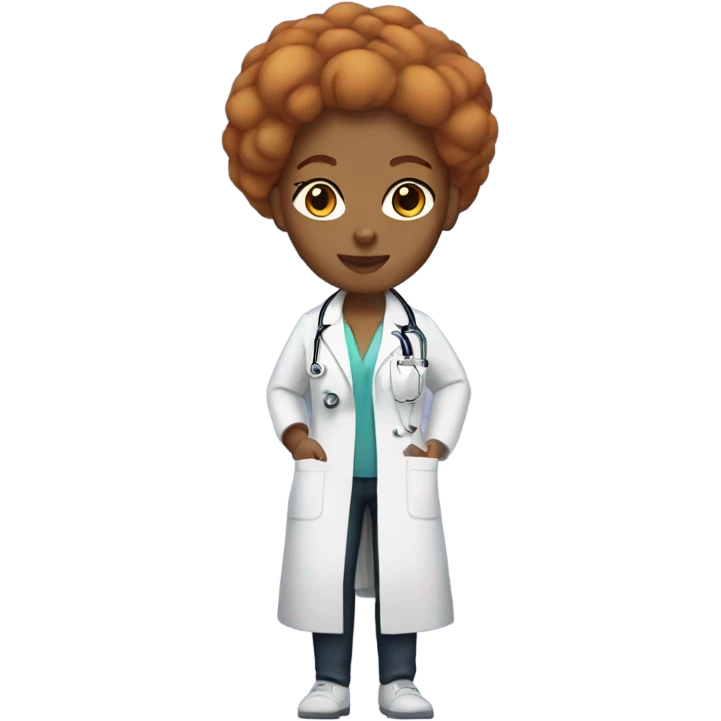 Full body black lightskin  woman doctor with ginger hair  emoji