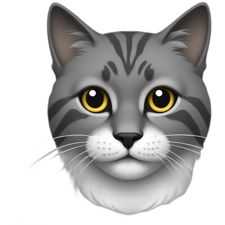 Norvegian cat, color smoke grey, white and black emoji