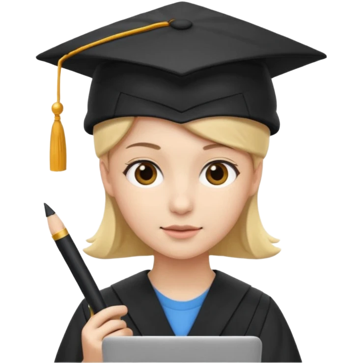 person using a laptop and wearing an academic cap, symbolizing a learning center emoji emoji
