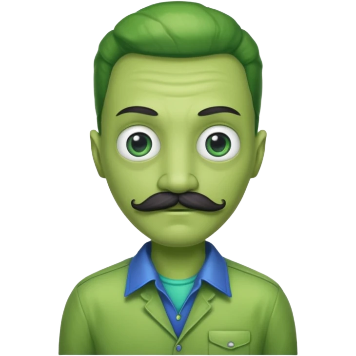 alien with mustache and shirt emoji