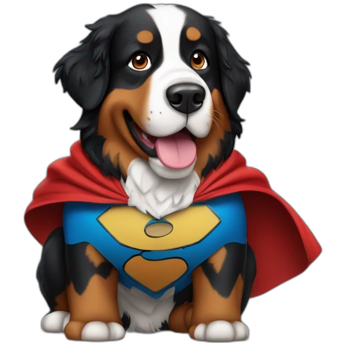 bernese mountain dog superhero with a cape emoji