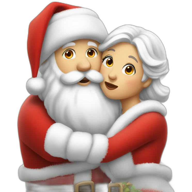 full body santa and mrs. claus kiss emoji