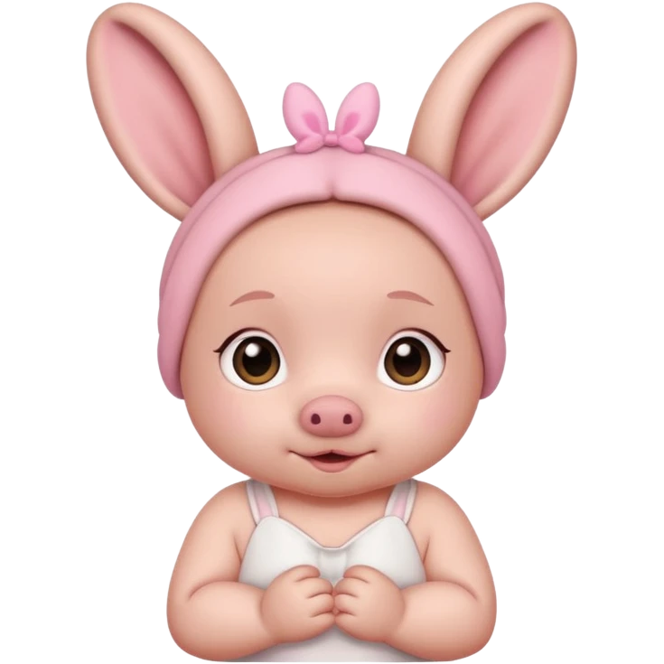 bunny ear accessory wearing baby piggy bun hair emoji