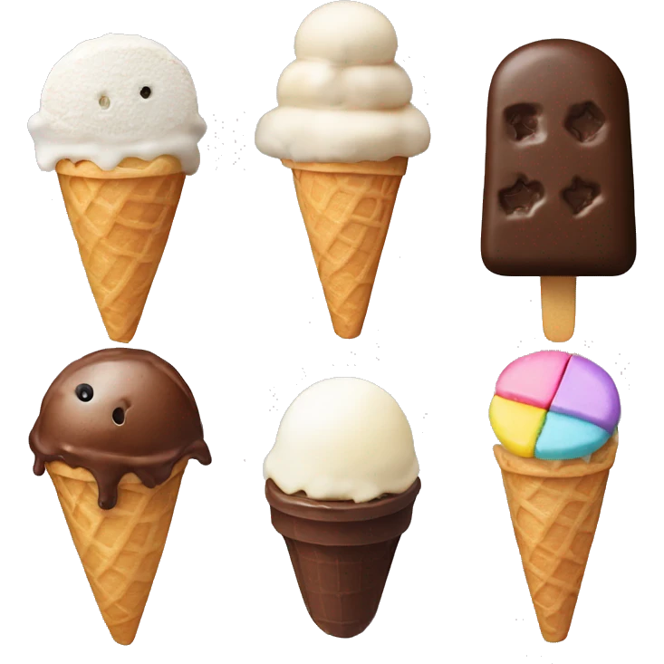 Ice cream with 3 scopes 1 cookies and cream and 1 vanilla and 1 chocolate  emoji