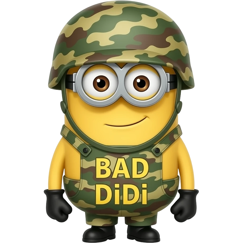 Mad Minion in army uniform text BAD DiDi emoji