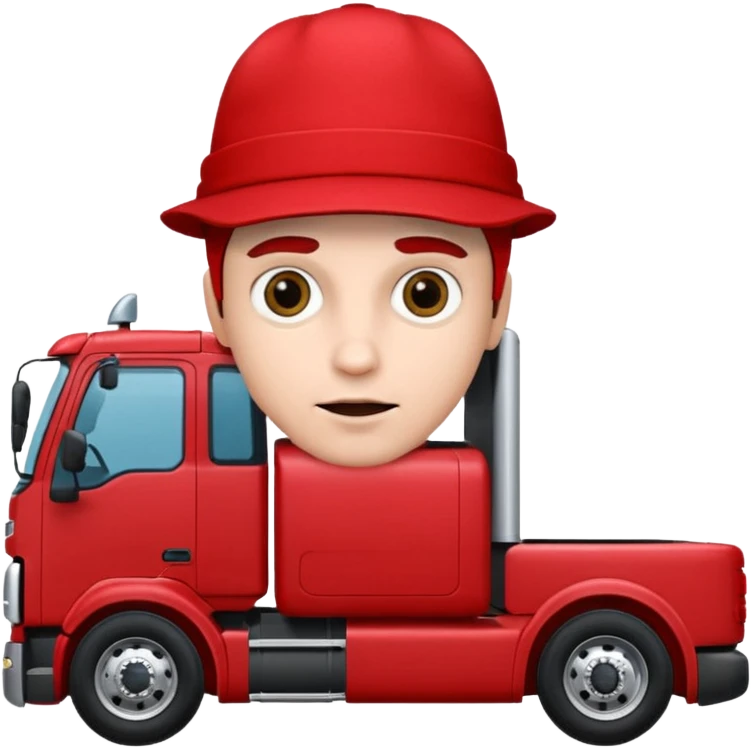 Мужчина с большими глазами и красном шапке на красном фуре вольво emoji