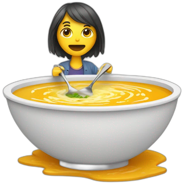 Un humain dans une soupe emoji