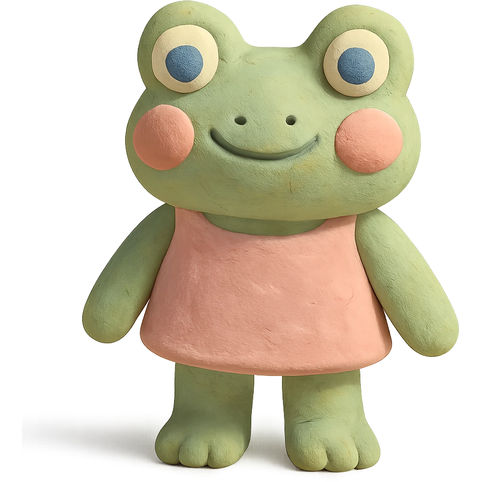 Sofia Froge frog character in claymation style with pastel colors emoji