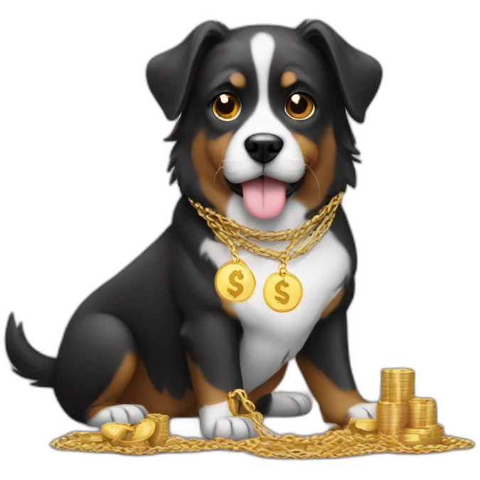 dog with money and gold chain emoji