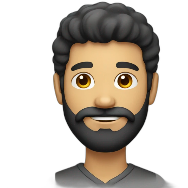 homme avec des cheveux long noir et une barbe emoji