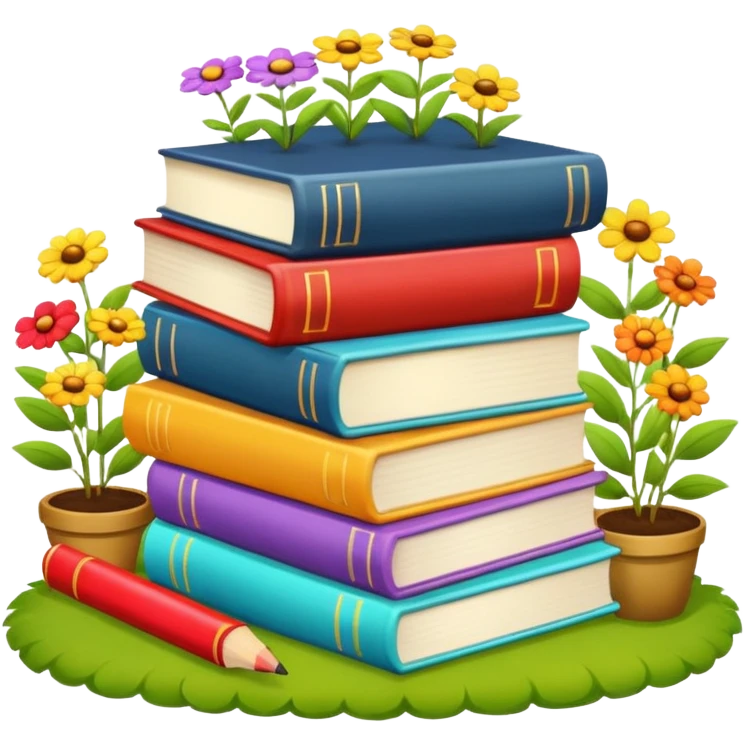 Books in a garden emoji