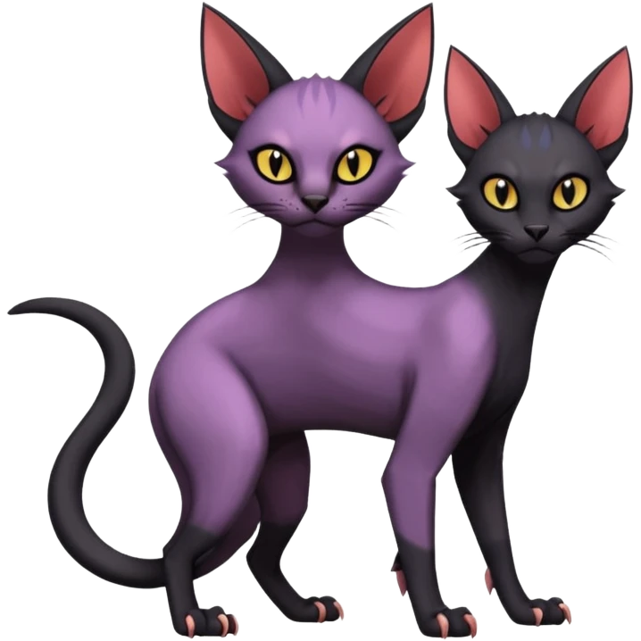 Black edgy Noibat-Purloin-Torracat-Sphynx-Lykoi-Caracal-cat-Fakemon-fusion-hybrid-creature emoji