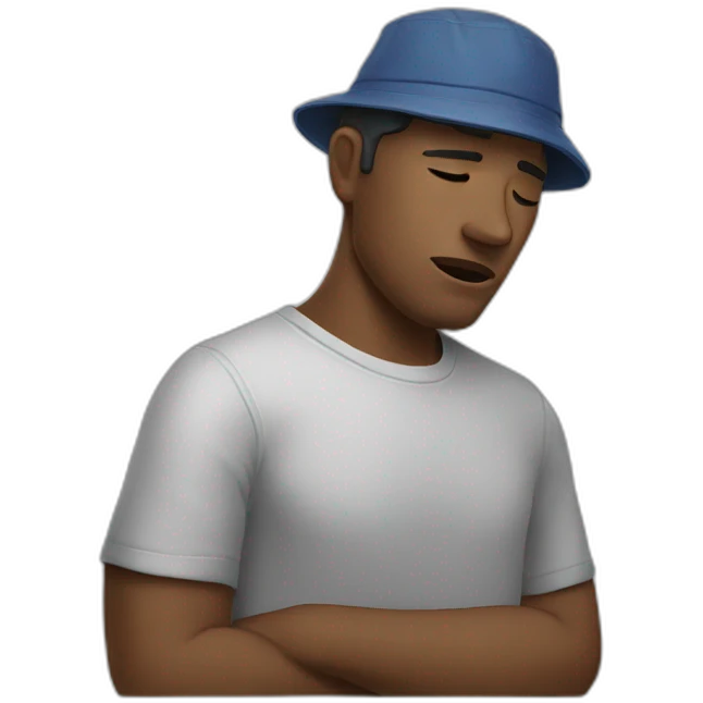 Man crying with bucket hat emoji