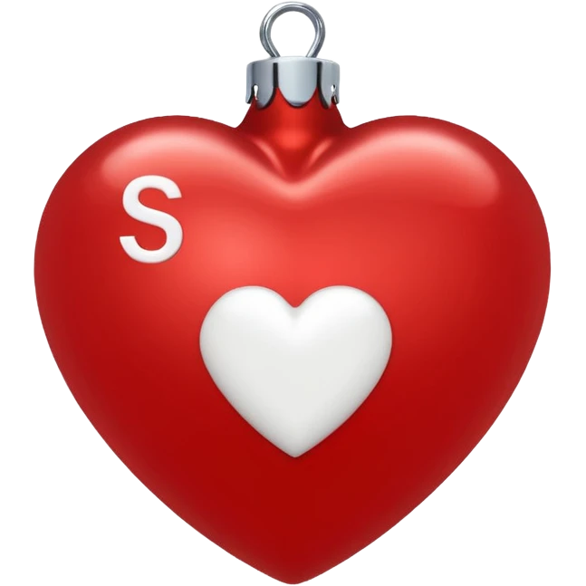 red Christmas heart-shaped ball with white "S" logo emoji