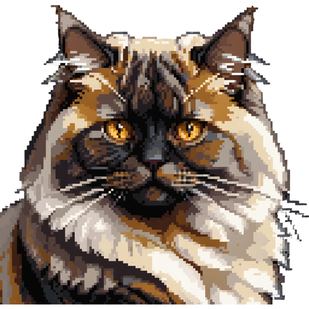 Persian cat with light chocolate tortoiseshell fur and golden eyes emoji
