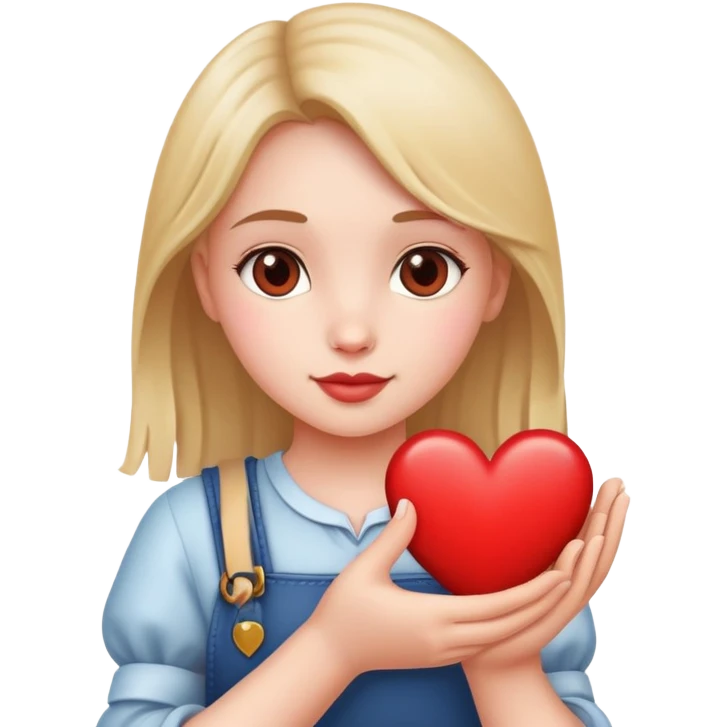 Girl with heart in hand emoji