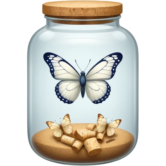 A white butterfly traped in an old jar emoji