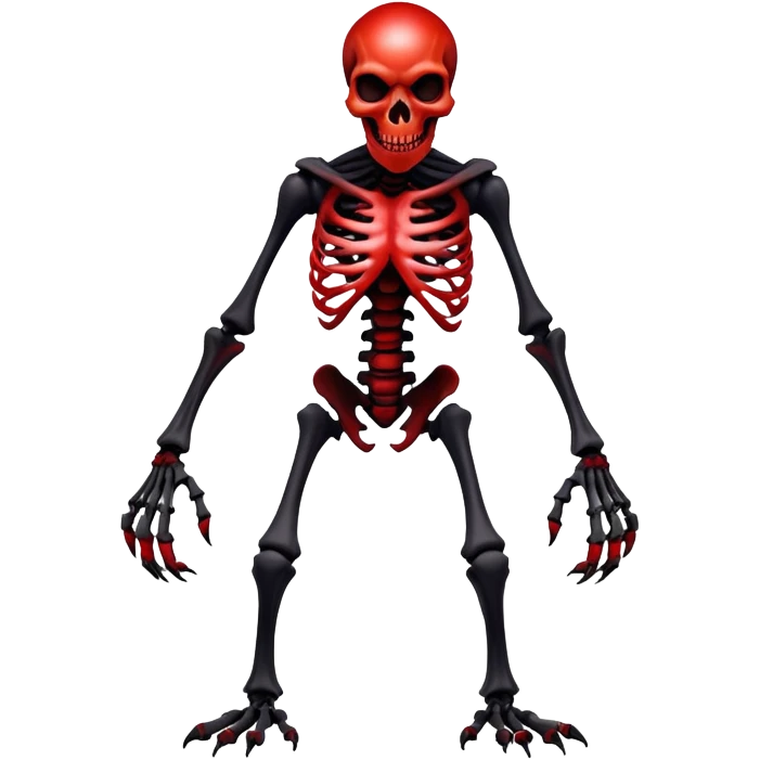 A black and red gradient epic shiny cool edgy skeletal monster-creature, full body emoji