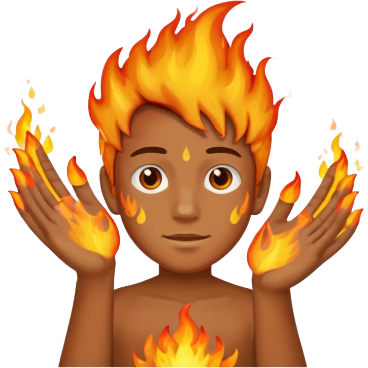 A boy with hands made out of fire emoji