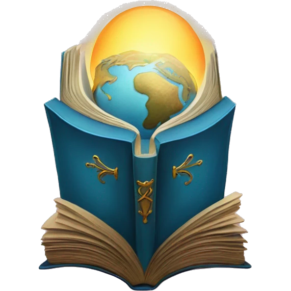 Fantasy book with world coming out emoji