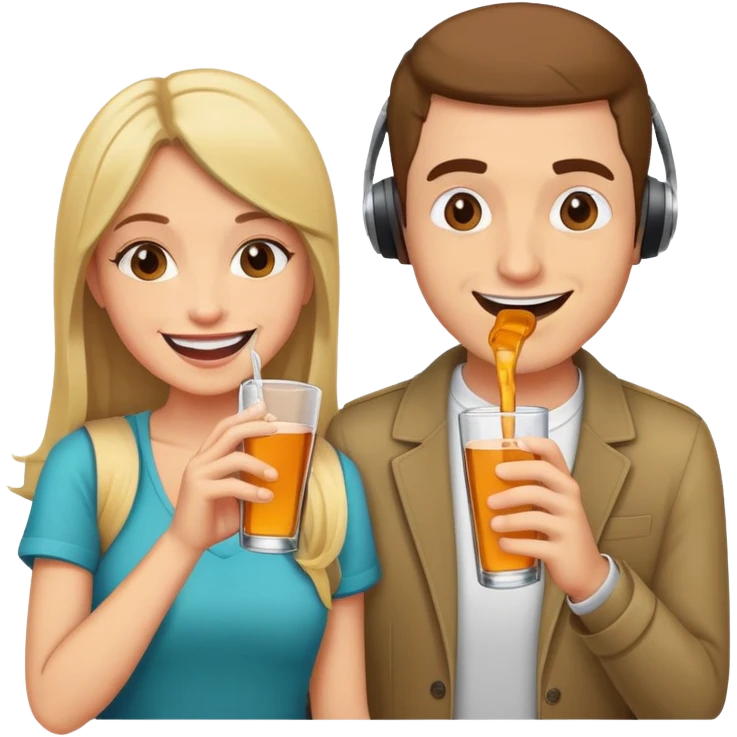a man and a woman chugging a beatbox drink emoji