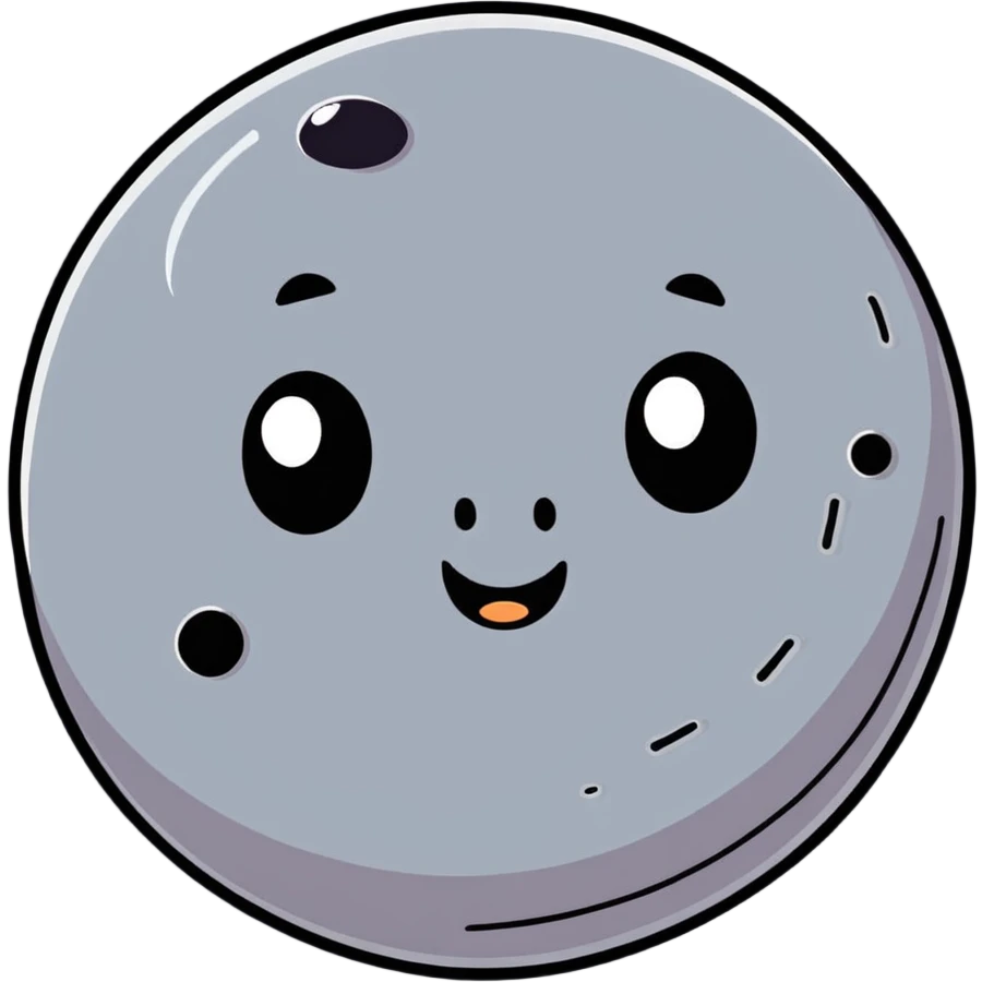 Mercury planet with a cute face and gray surface with craters emoji