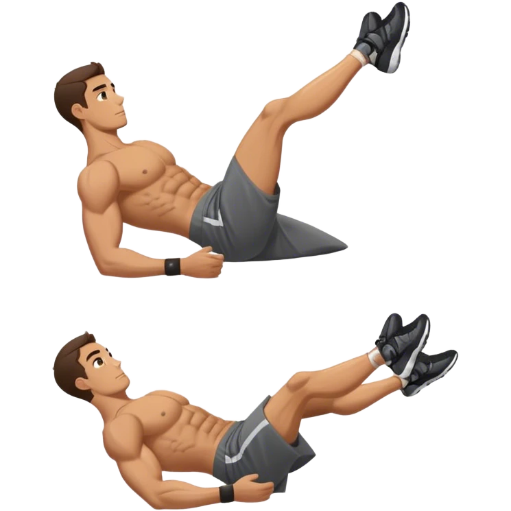 side-view of guy doing decline abdominal Crunches with sixpack emoji