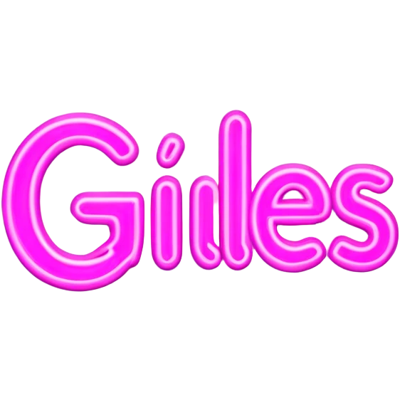 Pink neon sign with the word Giles emoji