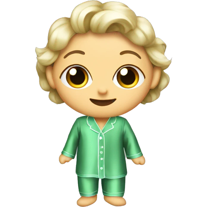 green silk pyjamas set emoji