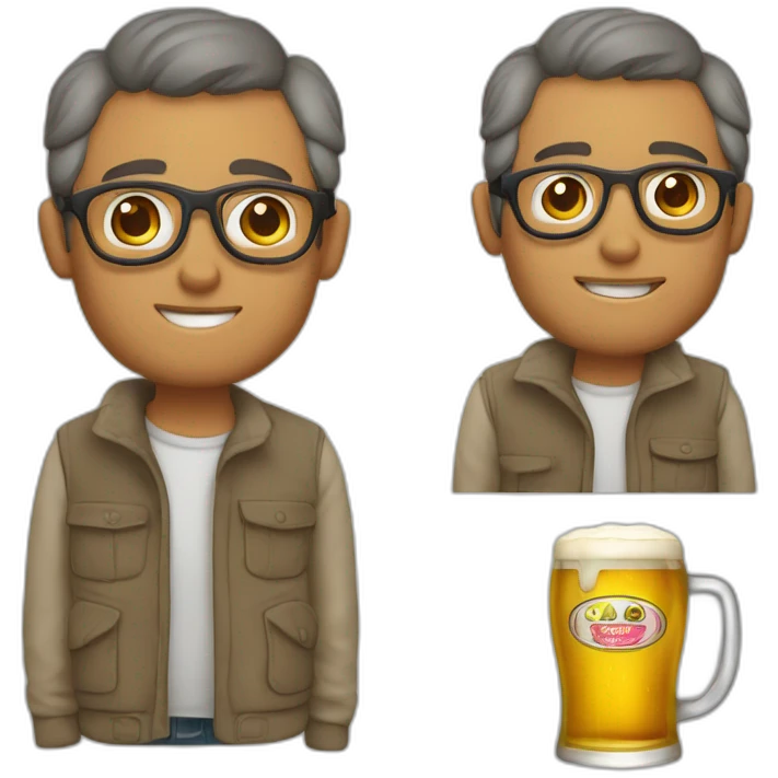 homem careca, óculos, bebendo cerveja emoji