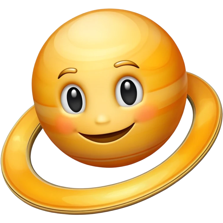 Saturn planet with a happy smiling face emoji