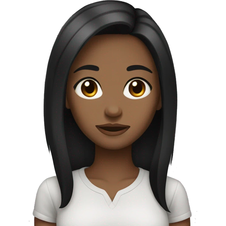 Black haired girl with skin brown eyes black shirt  emoji