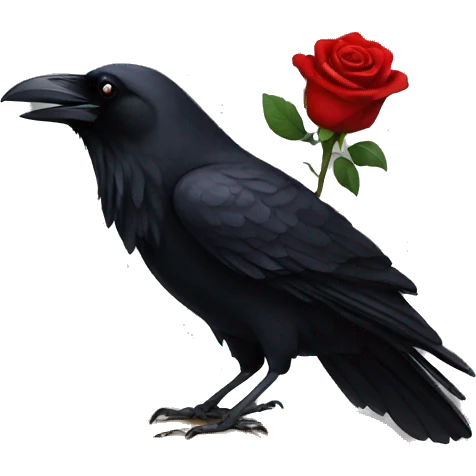 A raven holding a rose emoji