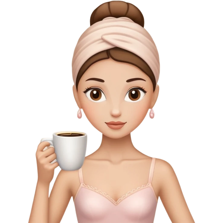 Una bailarina con cabeza de taza de café emoji