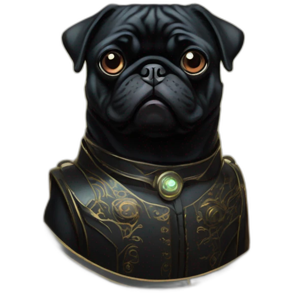 A cyberpunk black pug in Art Nouveau style during 1910 emoji