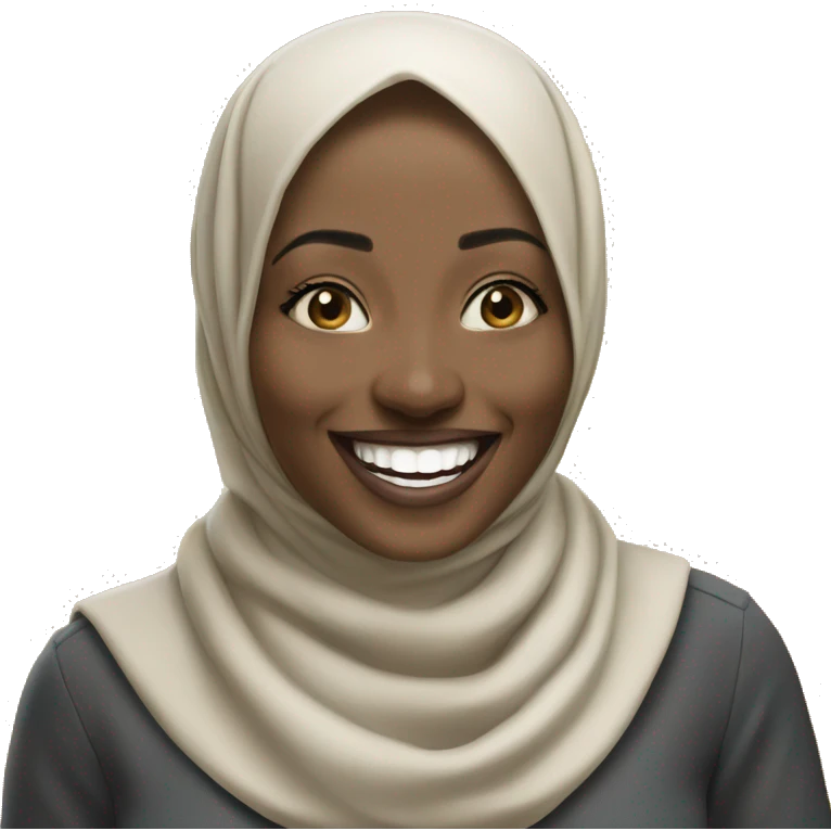 Photorealistic African hijabi laughing  emoji